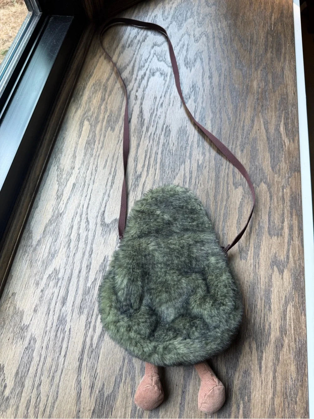 Jellycat Green Avocado Plush Crossbody Bag with Brown Details